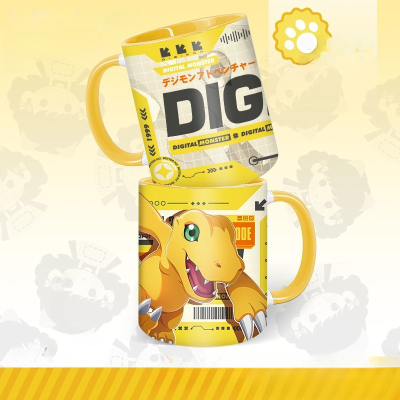 Anime Merchandise Mugs - Digimon อะนิเมะสินค้าการ์ตูน Gabumon Dilumon Agumon หล่อแก้วเซรามิคบุคลิกภาพความคิดสร้างสรรค์แก้วของขวัญขายส่ง