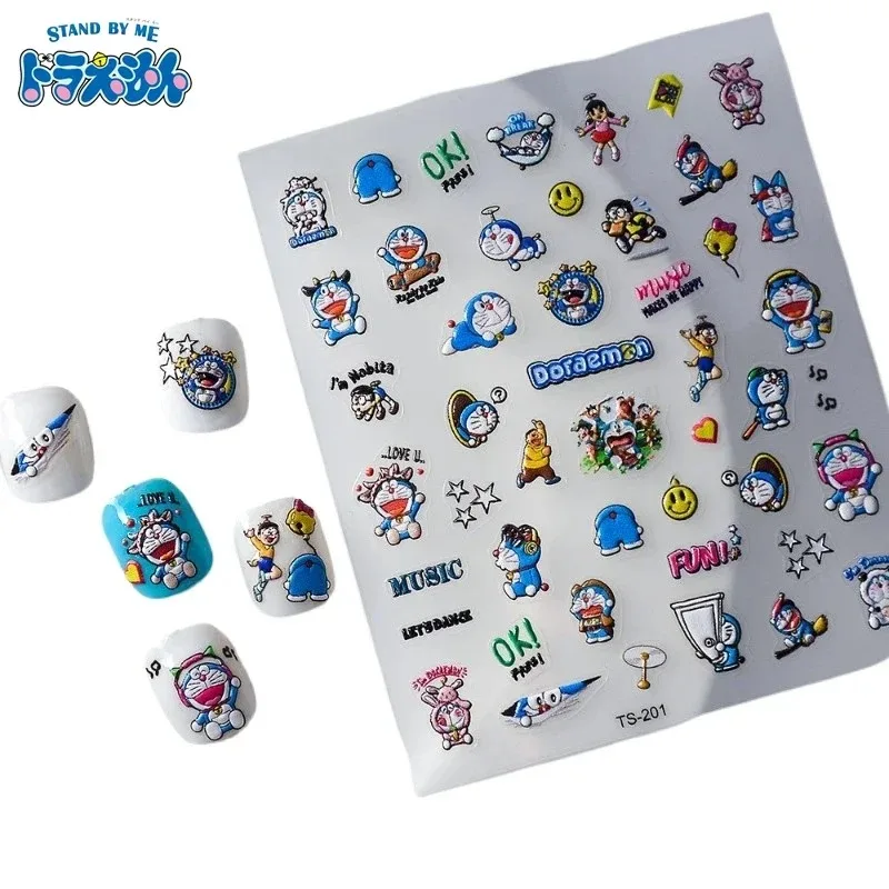 Anime Merchandise Nepal - อะนิเมะโดราเอมอนสติกเกอร์ติดเล็บน่ารักคาวาอิ จิงเกิล เบลล์ แคทสามมิติการ์ตูนกันน้ำสติกเกอร์ตกแต่งของขวัญ