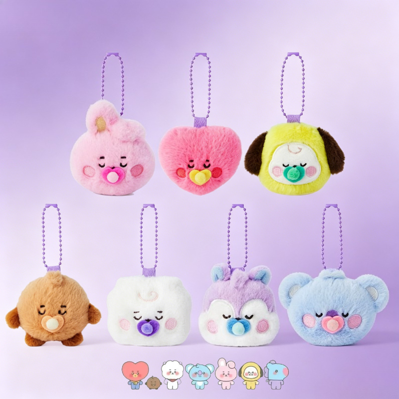 Cute Anime Merchandise - ตุ๊กตา BT21 การ์ตูนน่ารัก ซีรีส์เด็กน้อย พวงกุญแจตุ๊กตาขนนุ่ม ของตกแต่งน่ารัก