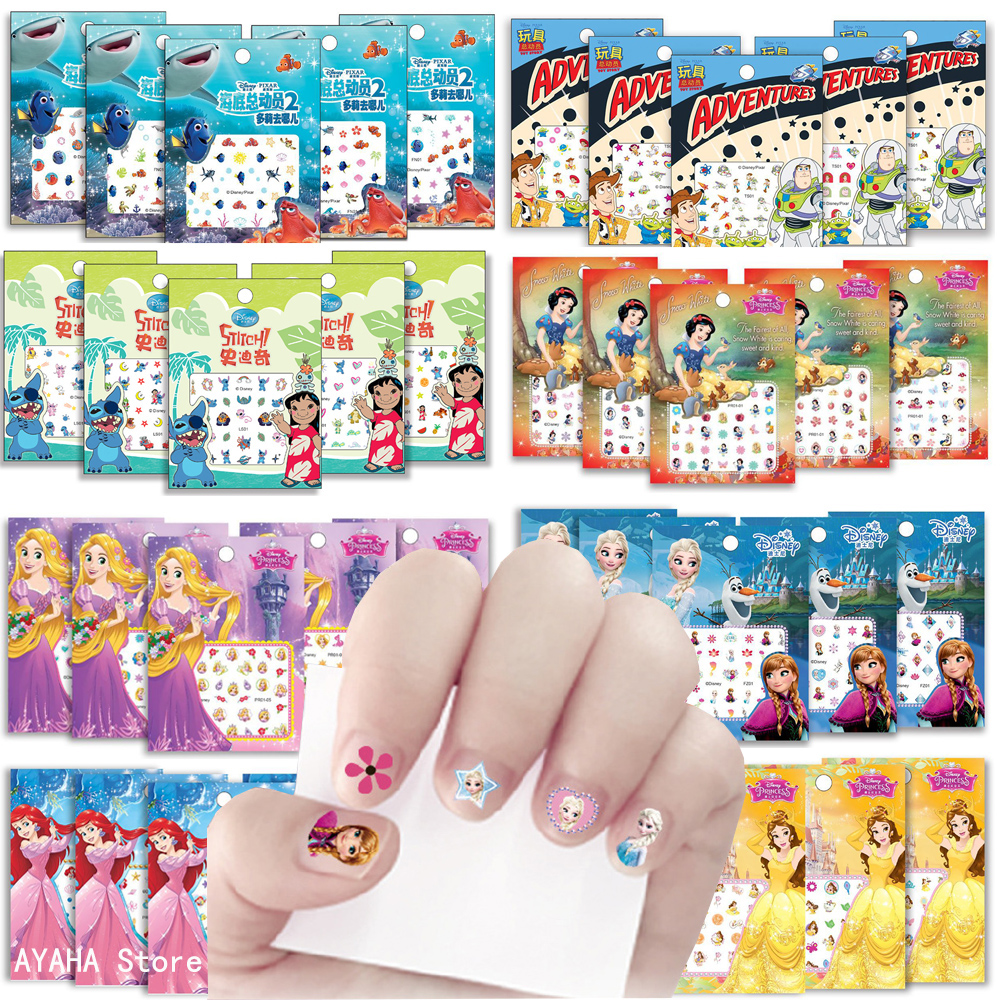 Anime Merchandise Nepal - 5PCS การ์ตูนดิสนีย์สติกเกอร์เล็บเด็กเจ้าหญิง Mickey แช่แข็ง Stitch อะนิเมะ