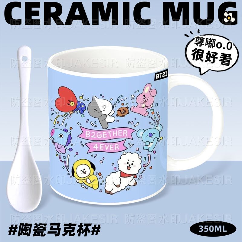 แก้วเซรามิคลายการ์ตูน BT21 น่า - Anime Merchandise Mugs บทวิจารณ์และราคา
